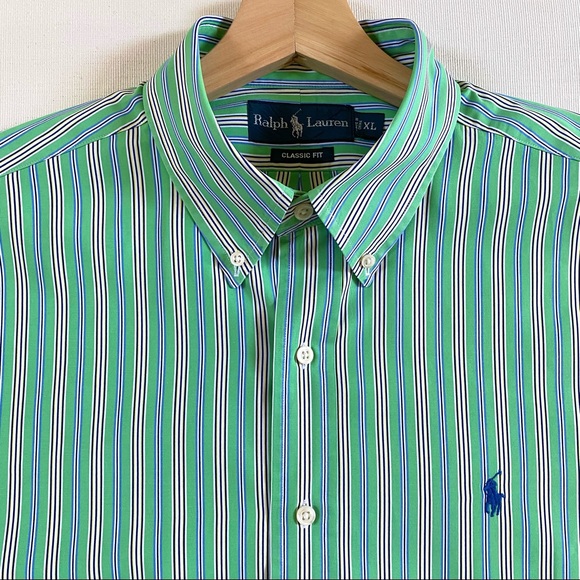 RALPH LAUREN Classic Fit 100% Cotton Stripe Men’s Shirt, Size XL - Picture 1 of 14